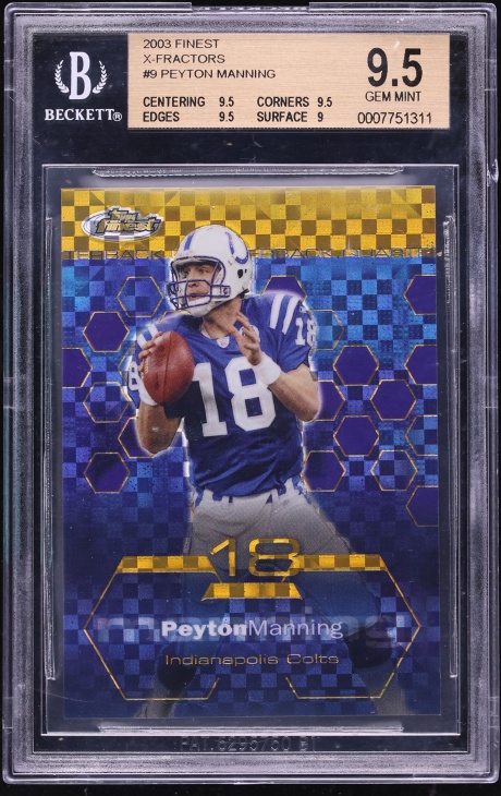 2003 Finest Xfractor Peyton Manning /175 #9 BGS 9.5 GEM MINT - Photo 1