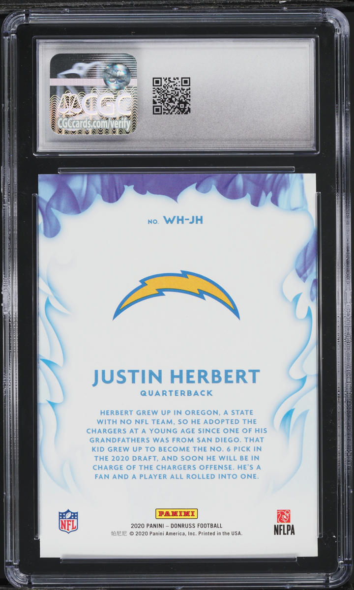 2020 Donruss White Hot Justin Herbert ROOKIE #WH-JH CGC 9 MINT
