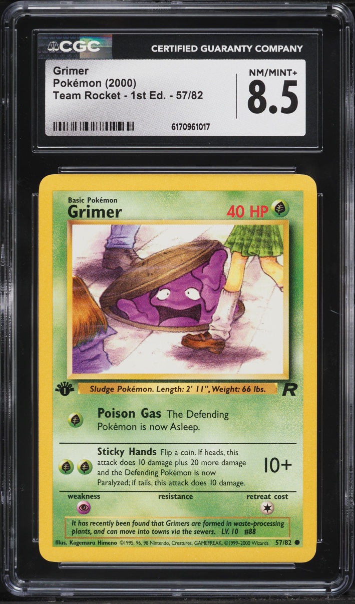 2000 Pokemon Team Rocket 1st Edition Grimer #57 CGC 8.5 NM-MT+