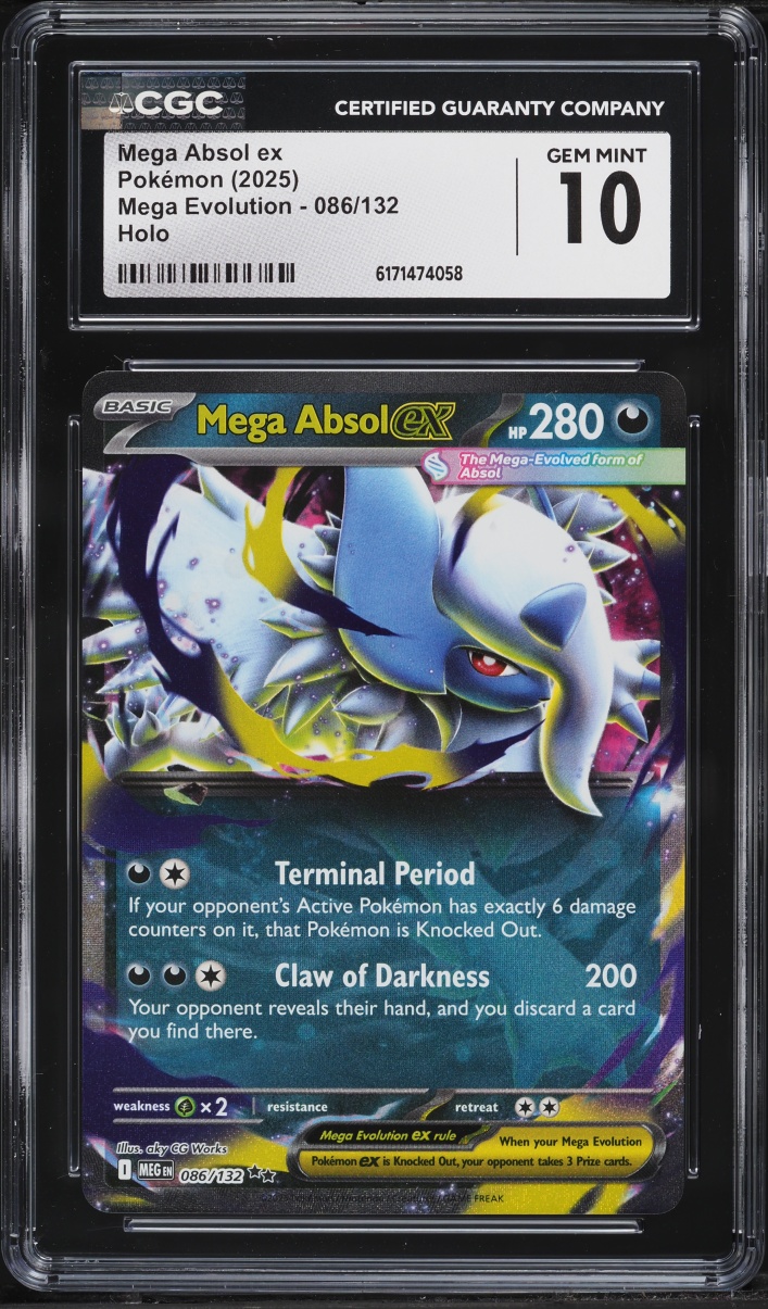 2025 Pokemon Mega Evolution Holo Mega Absol ex #86 CGC 10 GEM MINT