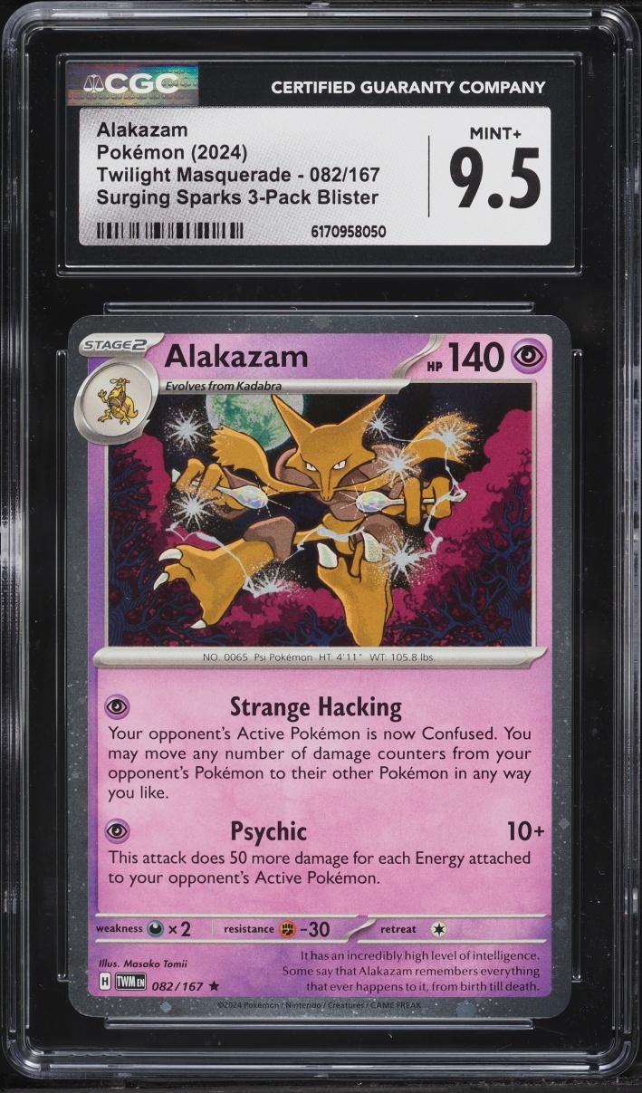 2024 Pokemon Scarlet & Violet Twilight Masquerade Surging Sparks Alakazam #82 CGC 9.5 MINT+