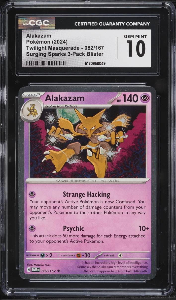 2024 Pokemon Scarlet & Violet Twilight Masquerade Surging Sparks Alakazam #82 CGC 10 GEM MINT