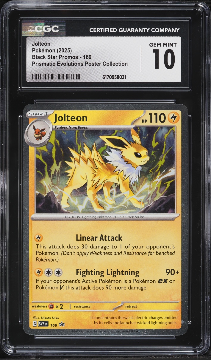 2025 Pokemon Scarlet & Violet Promo Prismatic Evolutions Poster Jolteon #169 CGC 10 GEM MINT