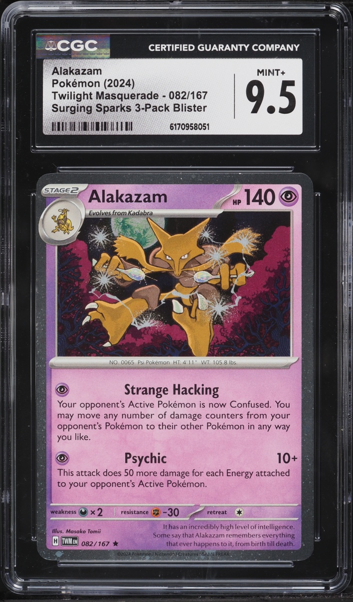 2024 Pokemon Scarlet & Violet Twilight Masquerade Surging Sparks Alakazam #82 CGC 9.5 MINT+