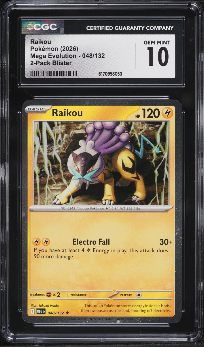 2026 Pokemon Mega Evolution Black Star Promo Raikou #48 CGC 10 GEM MINT