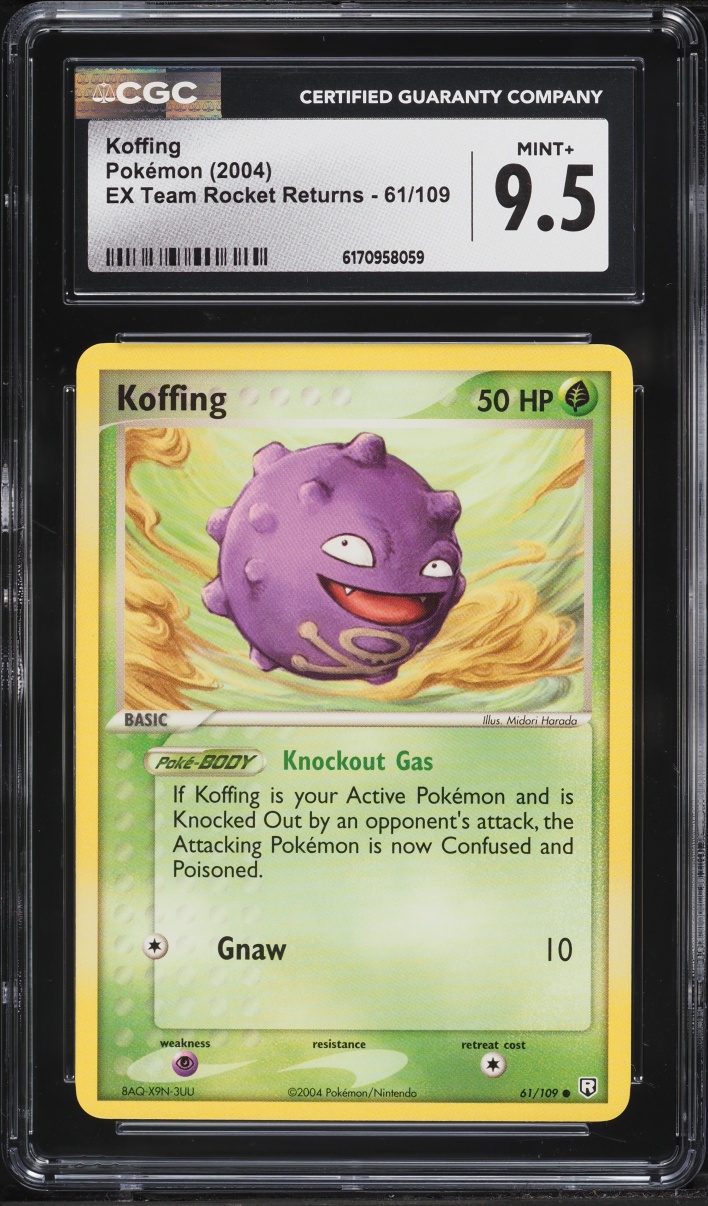 2004 Pokemon EX Team Rocket Returns Koffing #61 CGC 9.5 MINT+