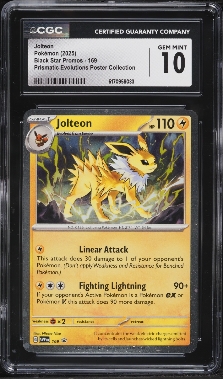 2025 Pokemon Scarlet & Violet Promo Prismatic Evolutions Poster Jolteon #169 CGC 10 GEM MINT