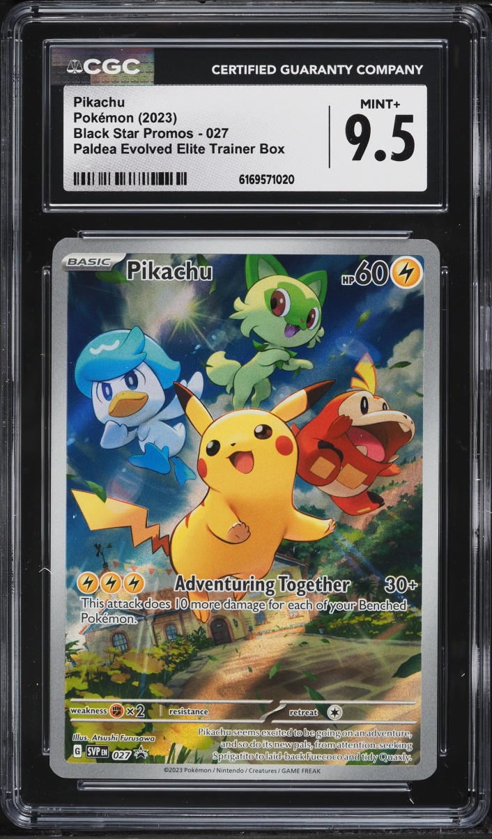 2023 Pokemon Scarlet & Violet Promo Paldea Evolved ETB Full Art Pikachu #27 CGC 9.5 MINT+