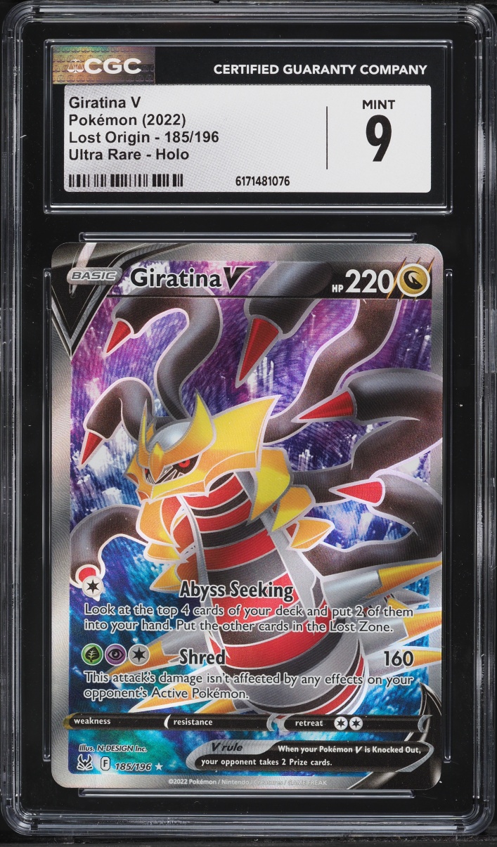 2022 Pokemon Sword & Shield Lost Origin Full Art Giratina V #185 CGC 9 MINT