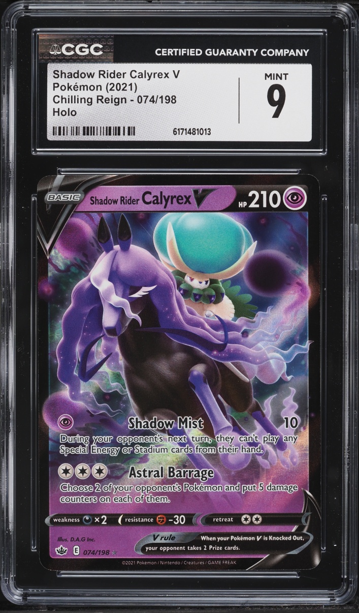 2021 Pokemon Sword & Shield Chilling Reign Holo Shadow Rider Calyrex V #74 CGC 9 MINT
