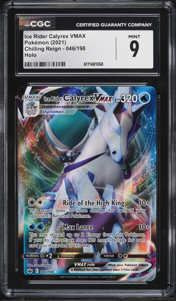 2021 Pokemon Sword & Shield Chilling Reign Full Art Ice Rider Calyrex VMAX #46 CGC 9 MINT