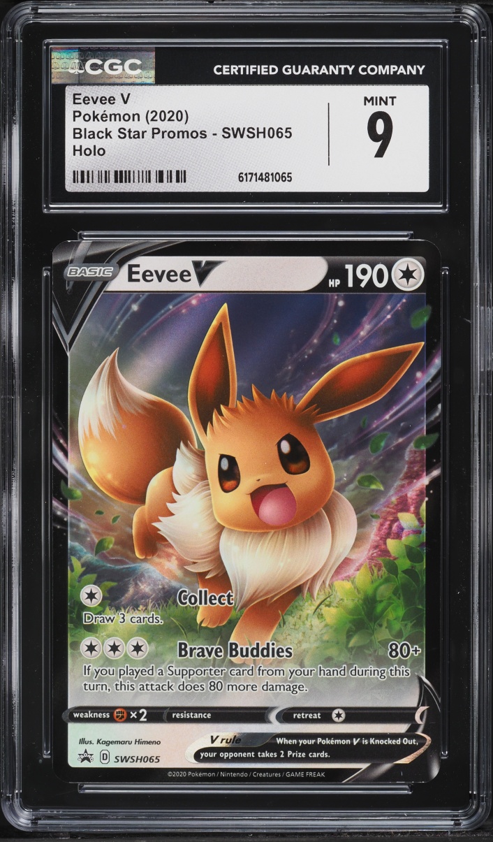 2020 Pokemon Sword & Shield Black Star Promo Holo Eevee V #SWSH065 CGC 9 MINT
