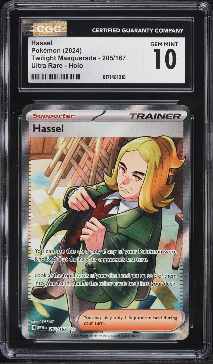 2024 Pokemon Scarlet & Violet Twilight Masquerade Full Art Hassel #205 CGC 10 GEM MINT