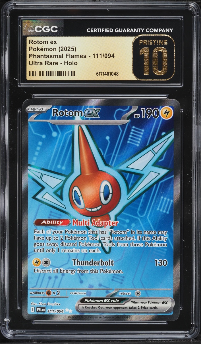 2025 Pokemon Mega Evolution Phantasmal Flames Full Art Rotom Ex #111 CGC 10 PRISTINE
