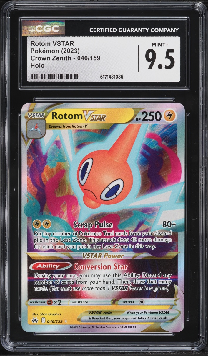 2023 Pokemon Sword & Shield Crown Zenith Holo Rotom VSTAR #46 CGC 9.5 MINT+