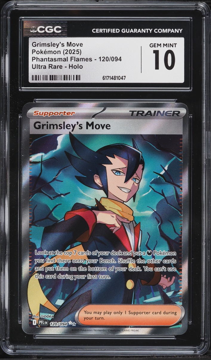 2025 Pokemon Mega Evolution Phantasmal Flames Full Art Grimsley's Move #120 CGC 10 GEM MINT