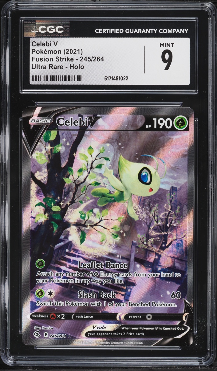 2021 Pokemon Sword & Shield Fusion Strike Alt Art Celebi V #245 CGC 9 MINT