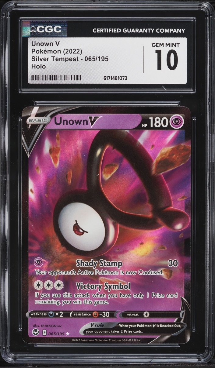 2022 Pokemon Sword & Shield Silver Tempest Holo Unown V #65 CGC 10 GEM MINT