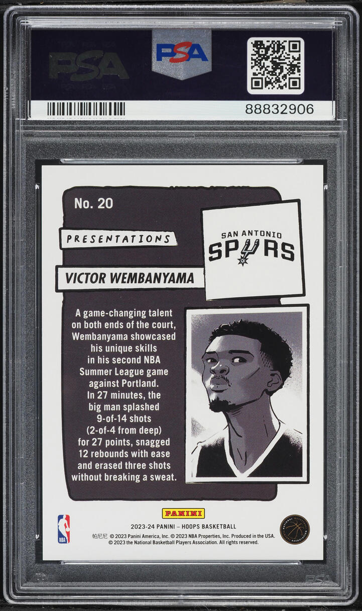 2023 Hoops Presentations Victor Wembanyama ROOKIE #20 PSA 9 MINT
