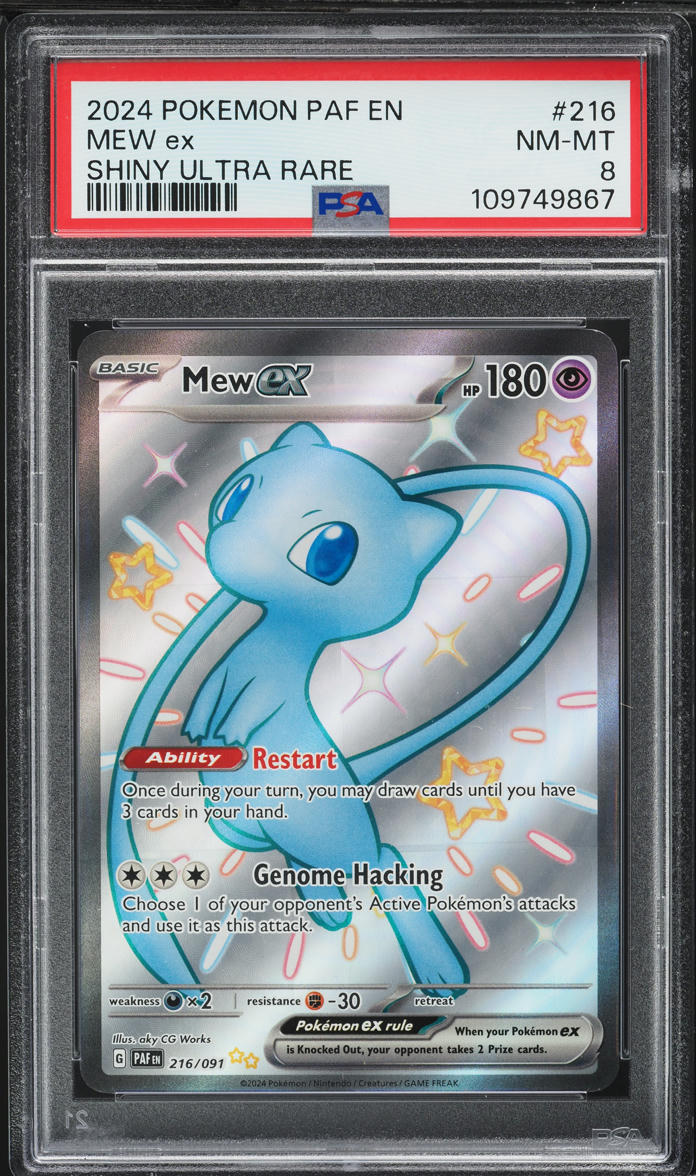 2024 Pokemon SV Paldean Fates Full Art Shiny Mew ex #216 PSA 8 NM-MT