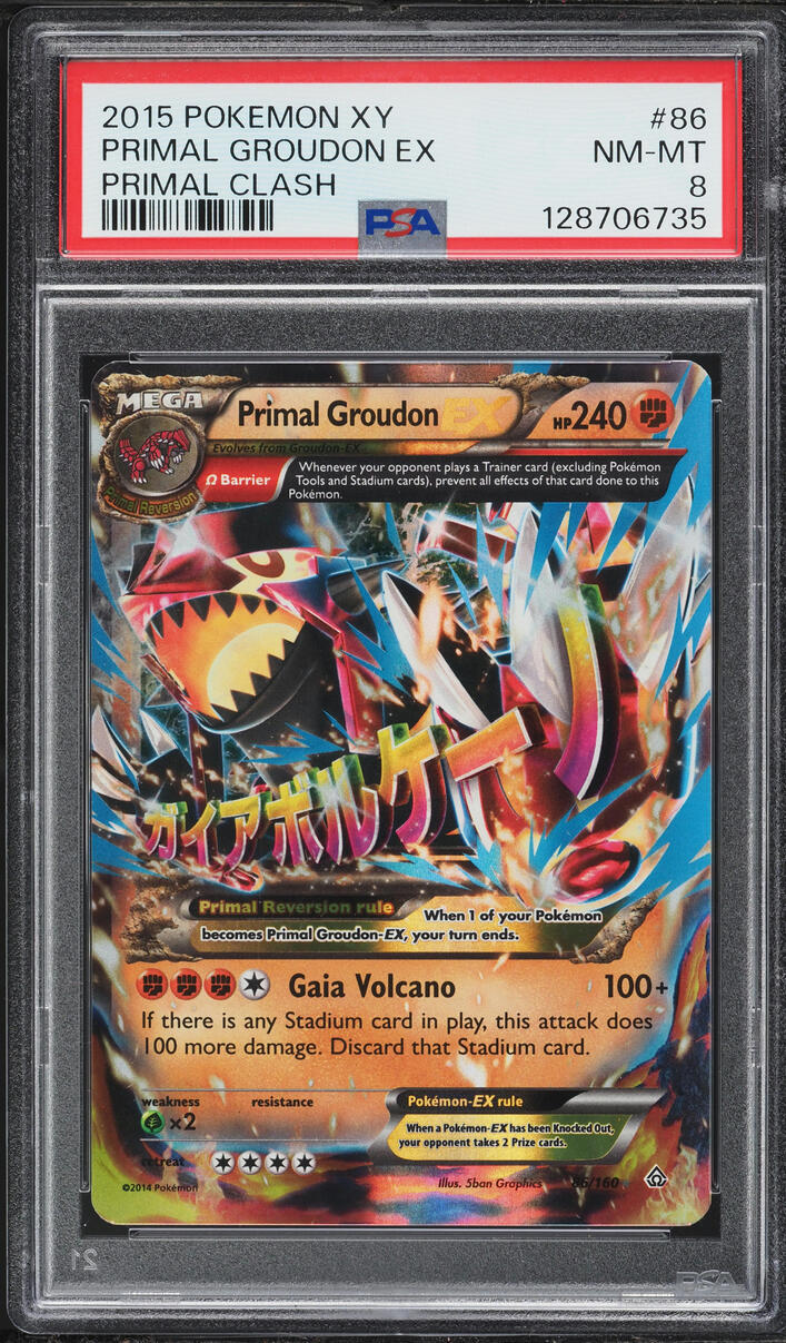 2015 Pokemon XY Primal Clash Holo Primal Groudon EX #86 PSA 8 NM-MT
