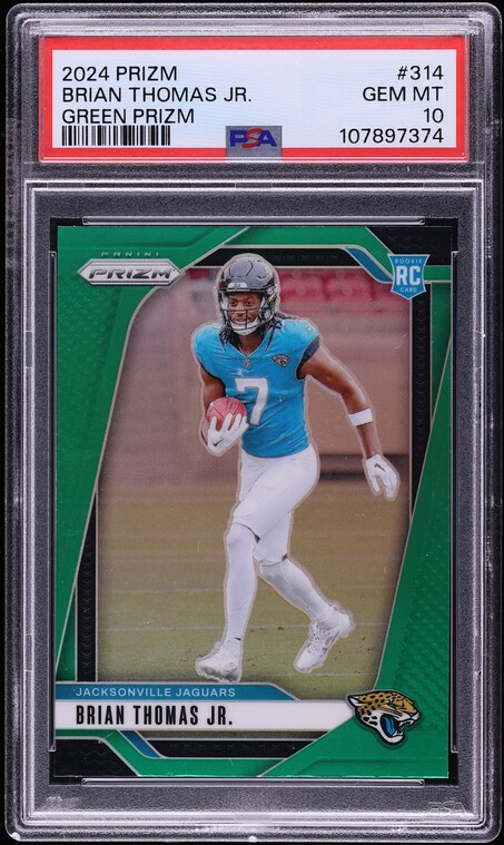 2024 Panini Prizm Green Brian Thomas Jr. ROOKIE #314 PSA 10 GEM MINT