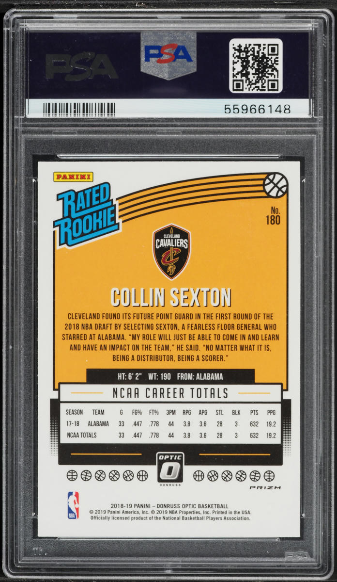 2018 Donruss Optic Checkerboard Collin Sexton ROOKIE #180 PSA 10