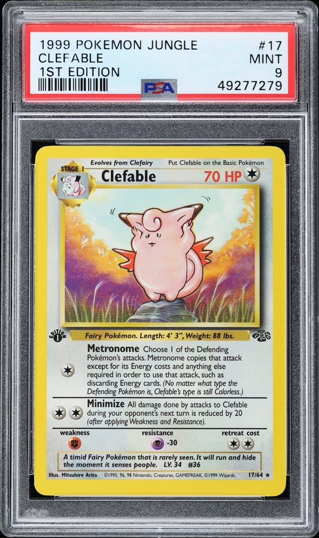 1999 Pokemon Jungle 1st Edition Clefable #17 PSA 9 MINT