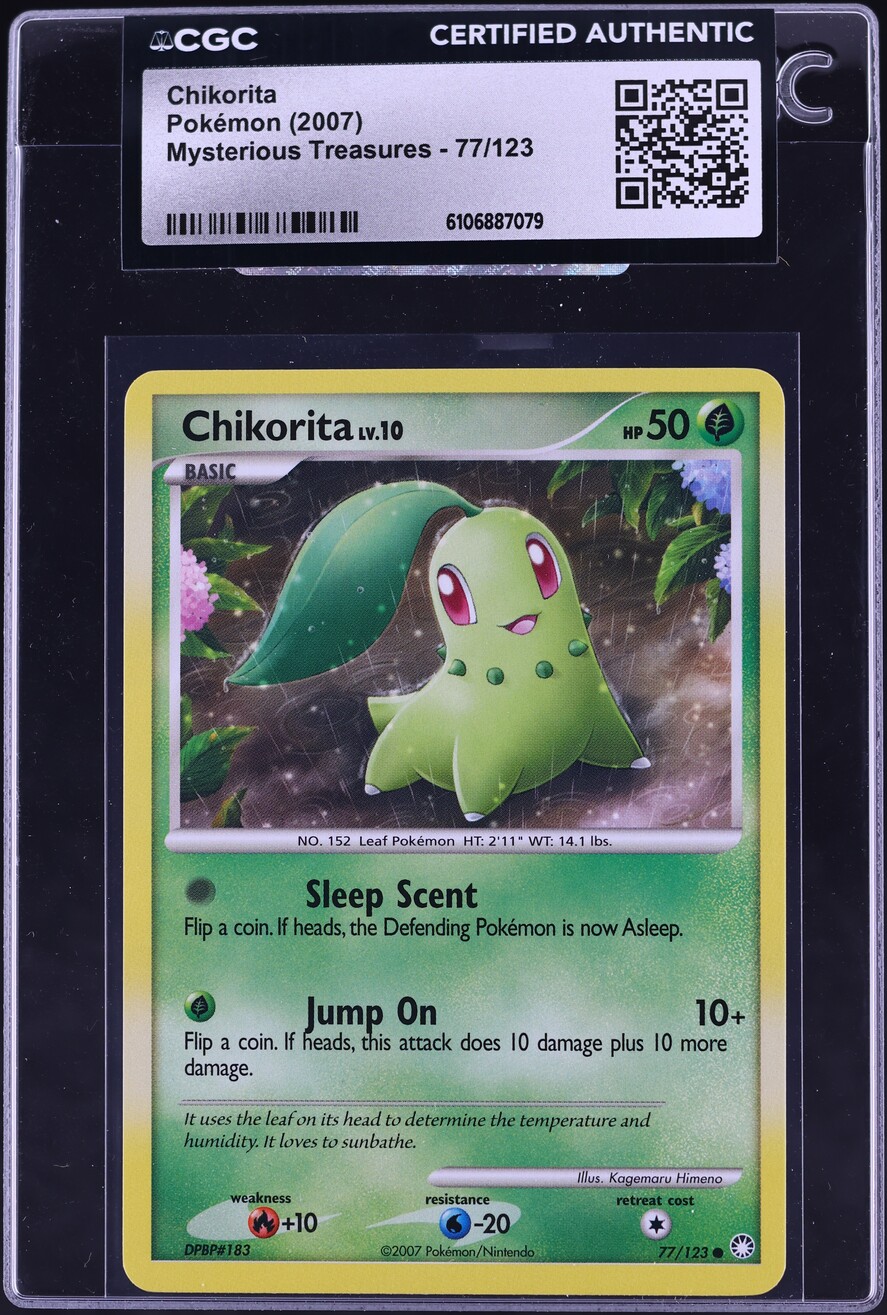 2007 Pokemon Diamond & Pearl Mysterious Treasures Chikorita #77 CGC AUTH