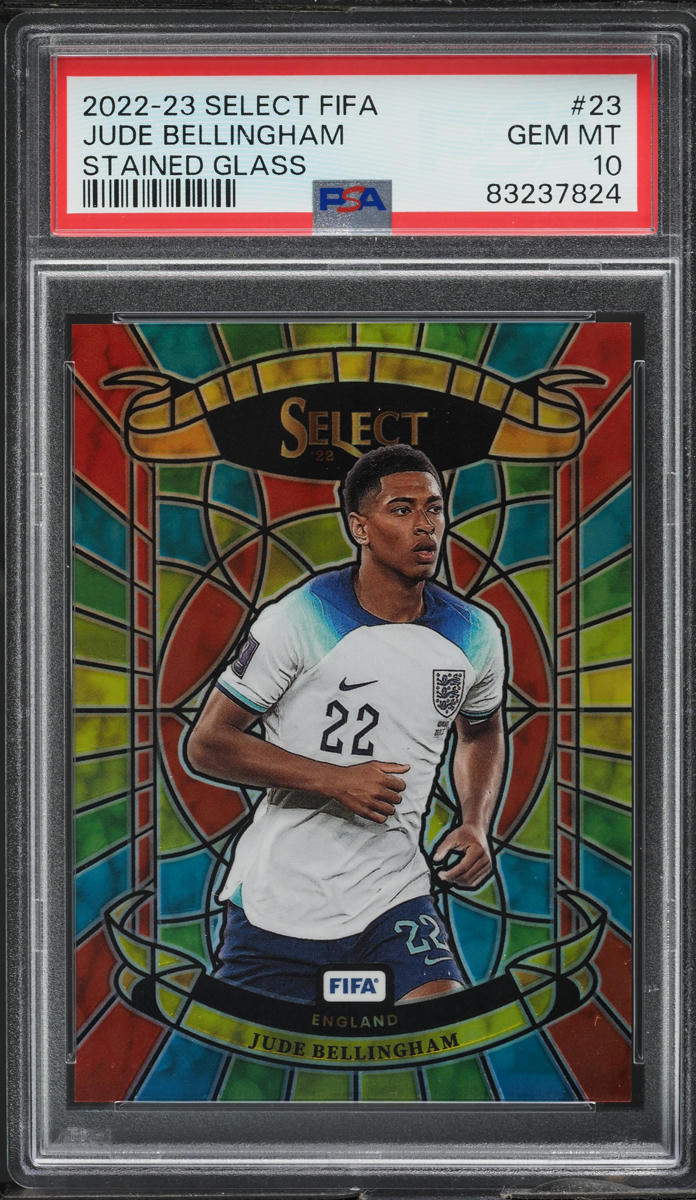 2022 Select FIFA Stained Glass Jude Bellingham #23 PSA 10 GEM MINT