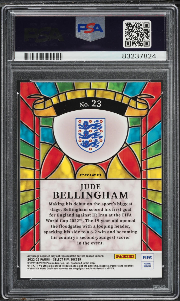 2022 Select FIFA Stained Glass Jude Bellingham #23 PSA 10 GEM MINT