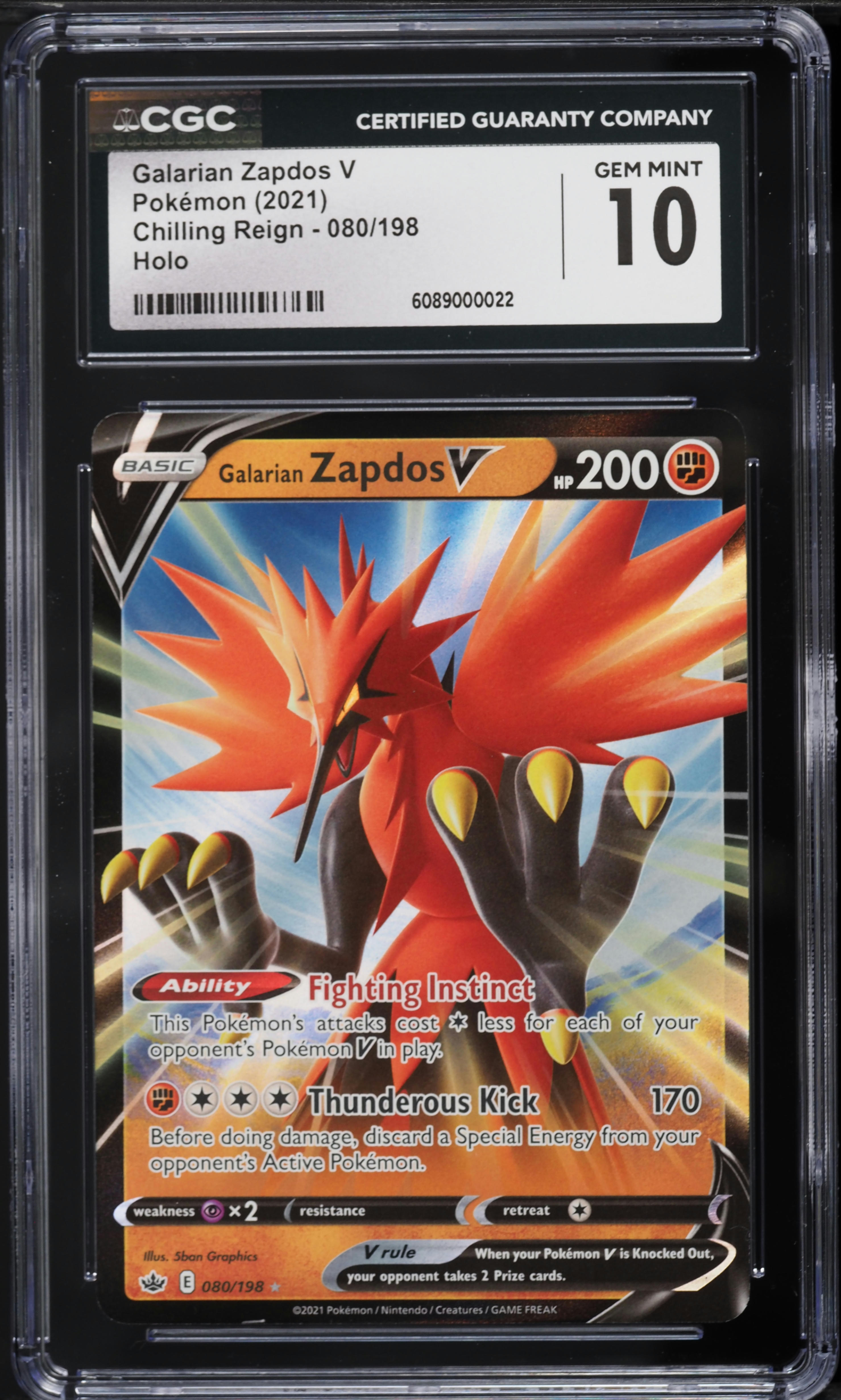 2021 Pokemon Sword & Shield Chilling Reign Galarian Zapdos V