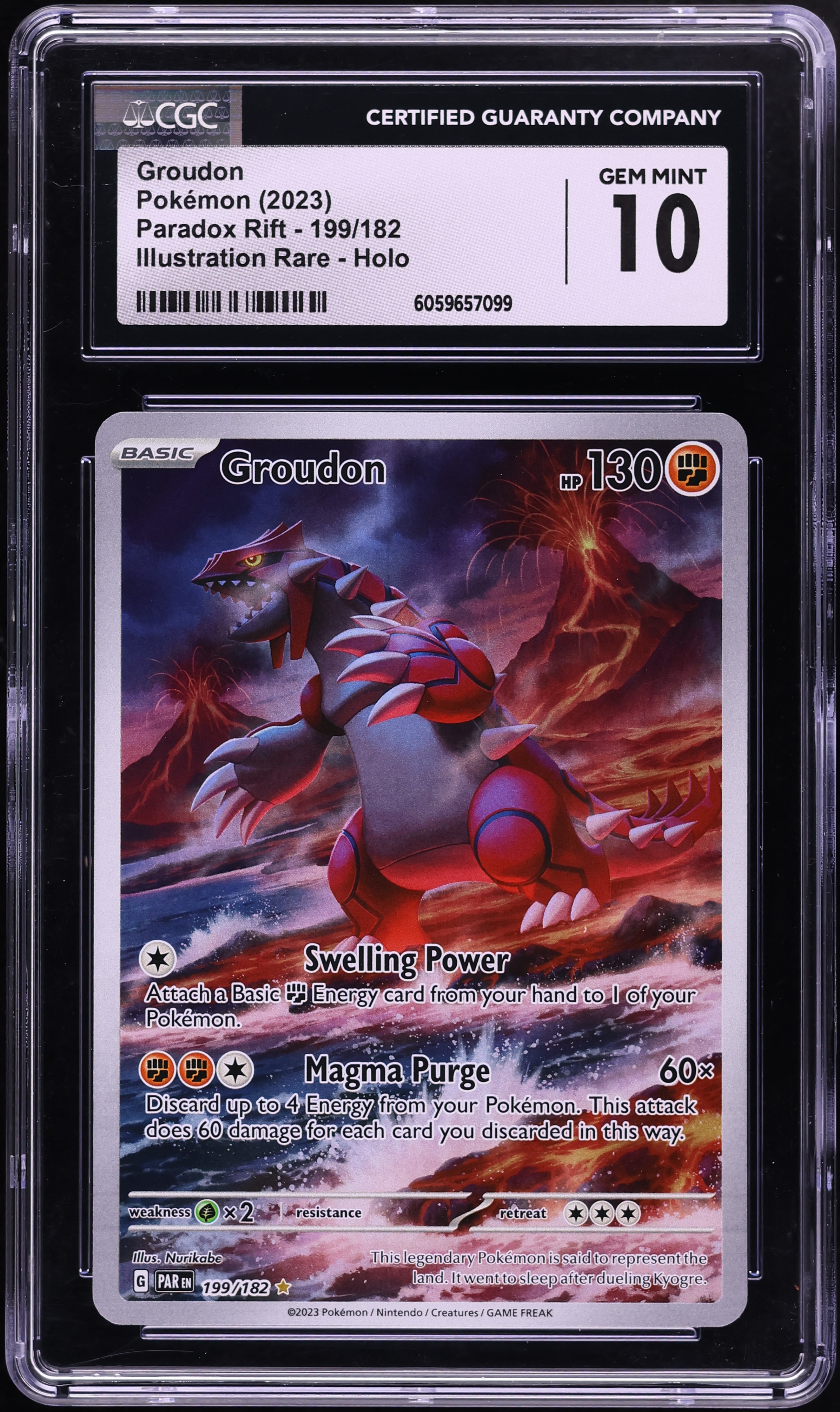 2023 Pokemon Scarlet & Violet Paradox Rift IR Groudon #199 CGC 10 GEM MINT
