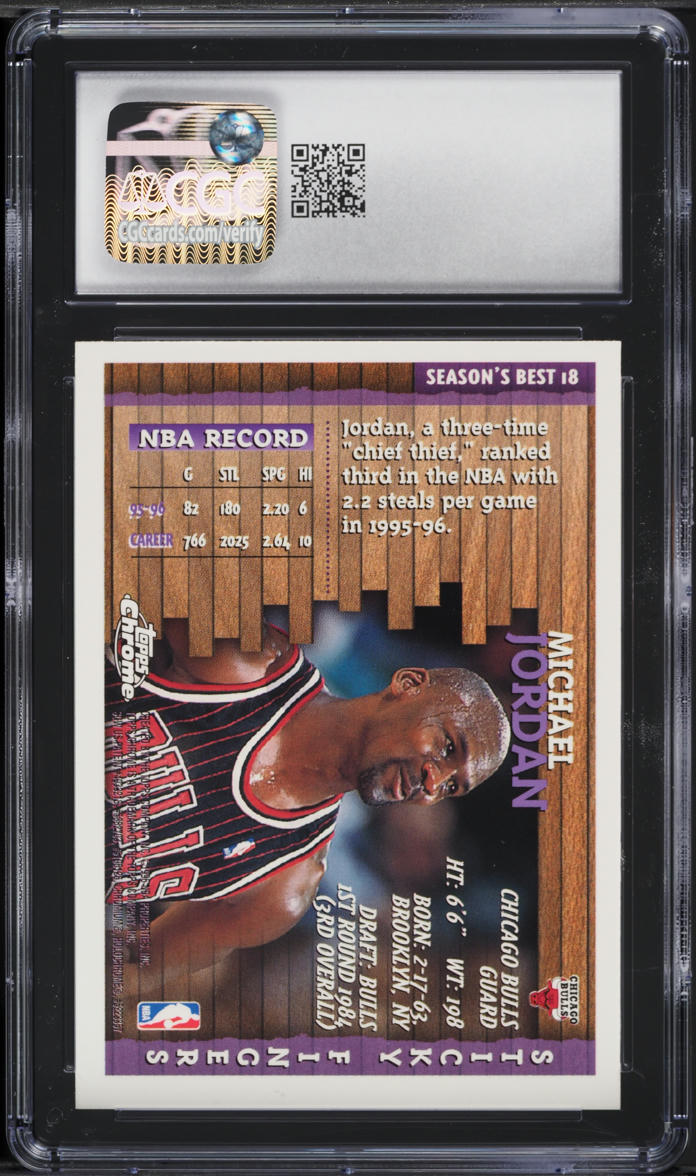 1996 Topps Chrome Season's Best Michael Jordan #18 CGC 8 NM-MT