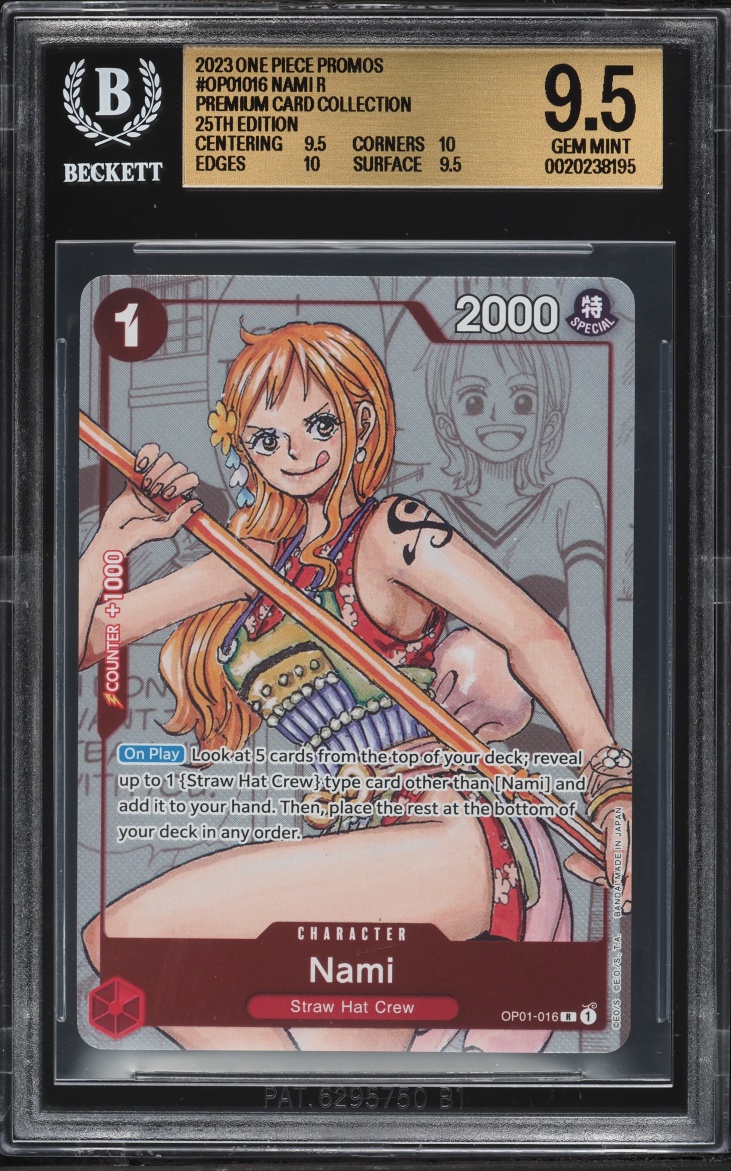 2023 One Piece Promo Premium 25th Anniversary Manga Art Nami #OP01-016 BGS 9.5 GEM MINT