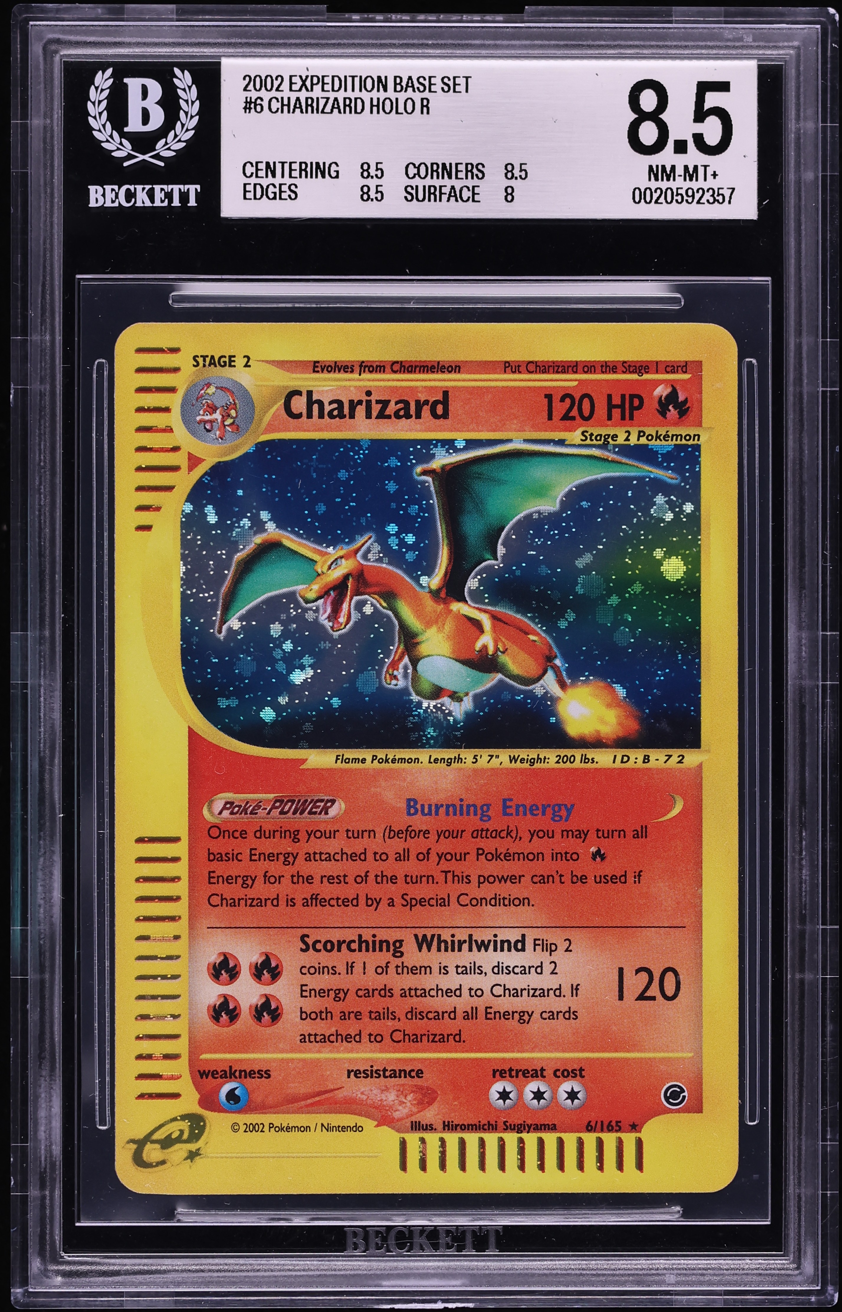 2002 Pokemon Expedition Holo Charizard #6 BGS 8.5 NM-MT+