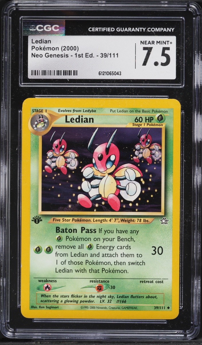 2000 Pokemon Neo Genesis 1st Edition Ledian #39 CGC 7.5 NRMT+