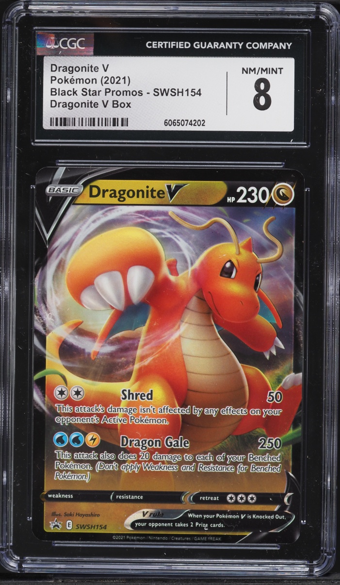 2021 Pokemon Sword & Shield Black Star Promo Dragonite V #SWSH154 CGC 8 NM-MT