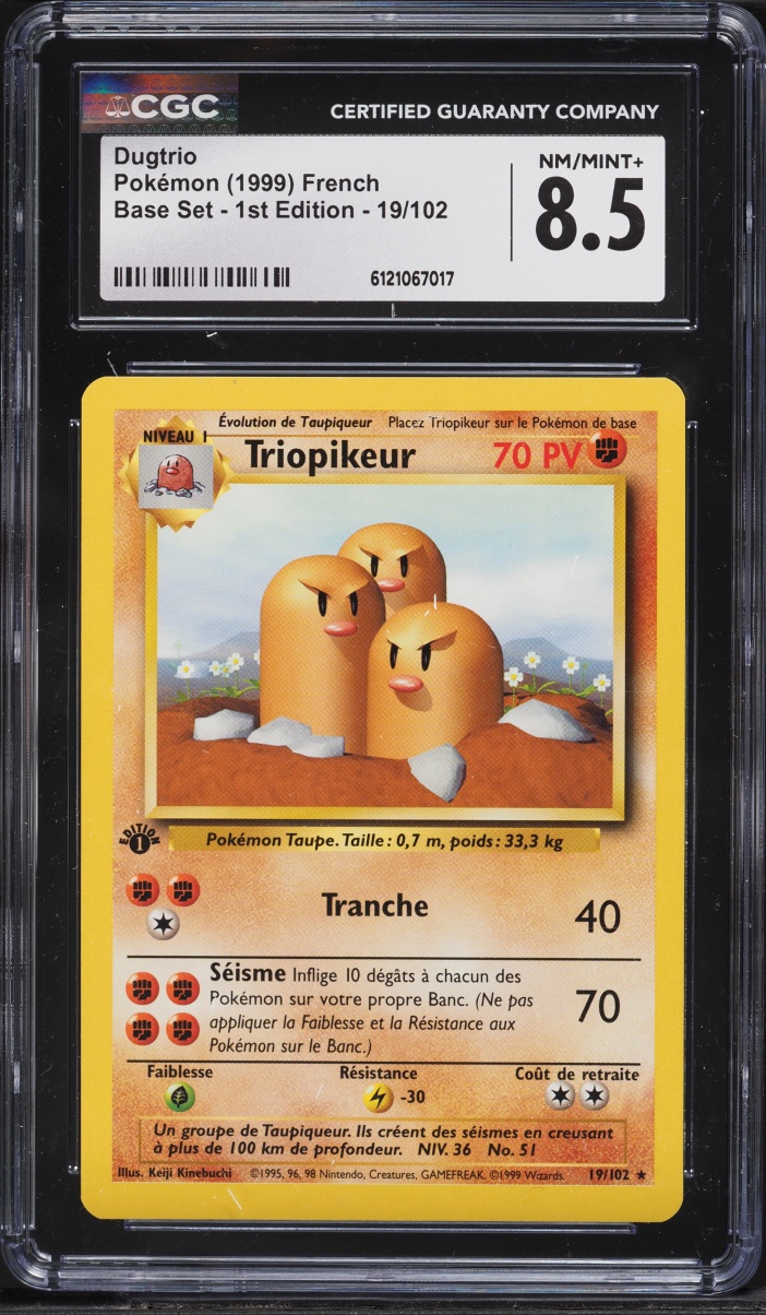 1999 Pokemon French Base Set 1st Edition Dugtrio #19 CGC 8.5 NM-MT+