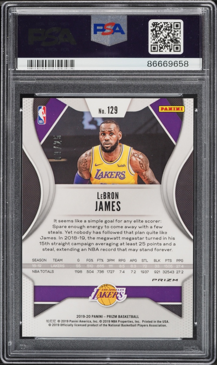 2019 Panini Prizm Green Shimmer LeBron James /25 #129 PSA 10 GEM MINT