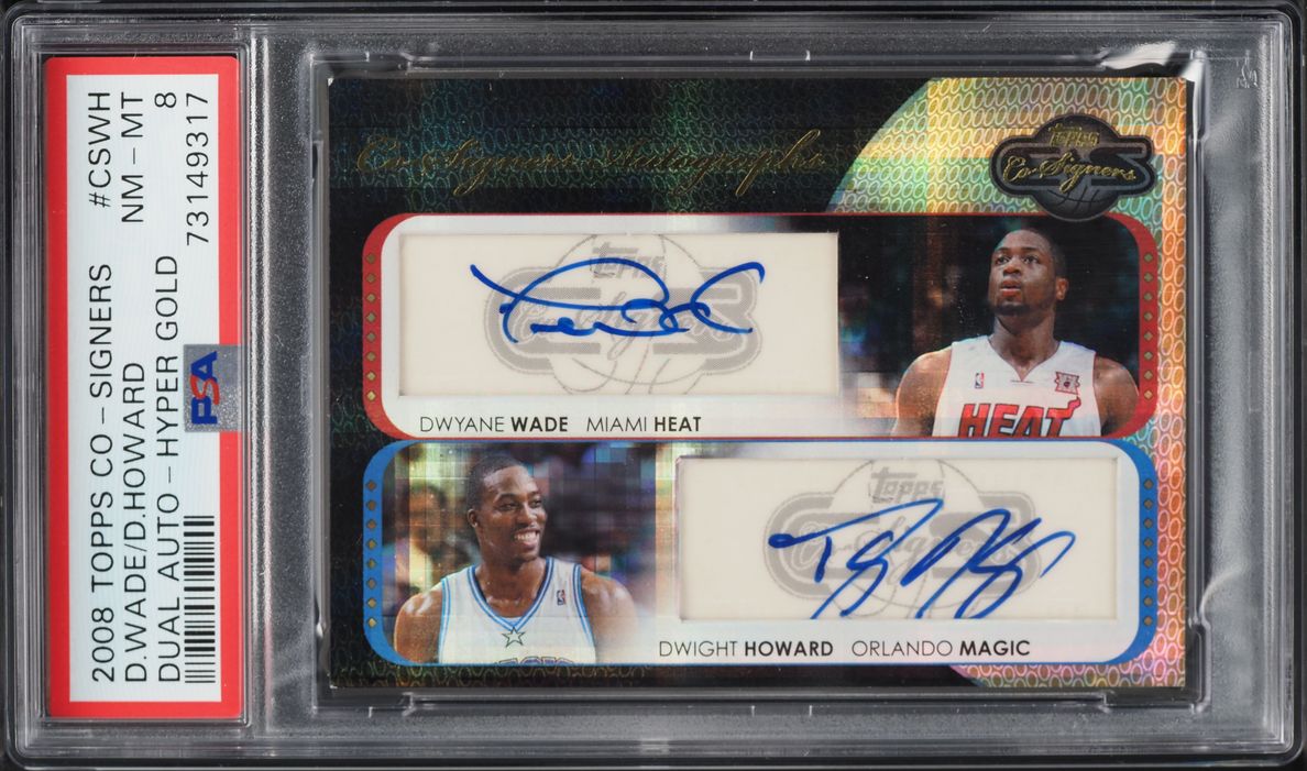 2008 Topps Co-Signers Dual Hyper Gold Dwyane Wade Dwight Howard AUTO 3/3 #CS-WH PSA 8 NM-MT