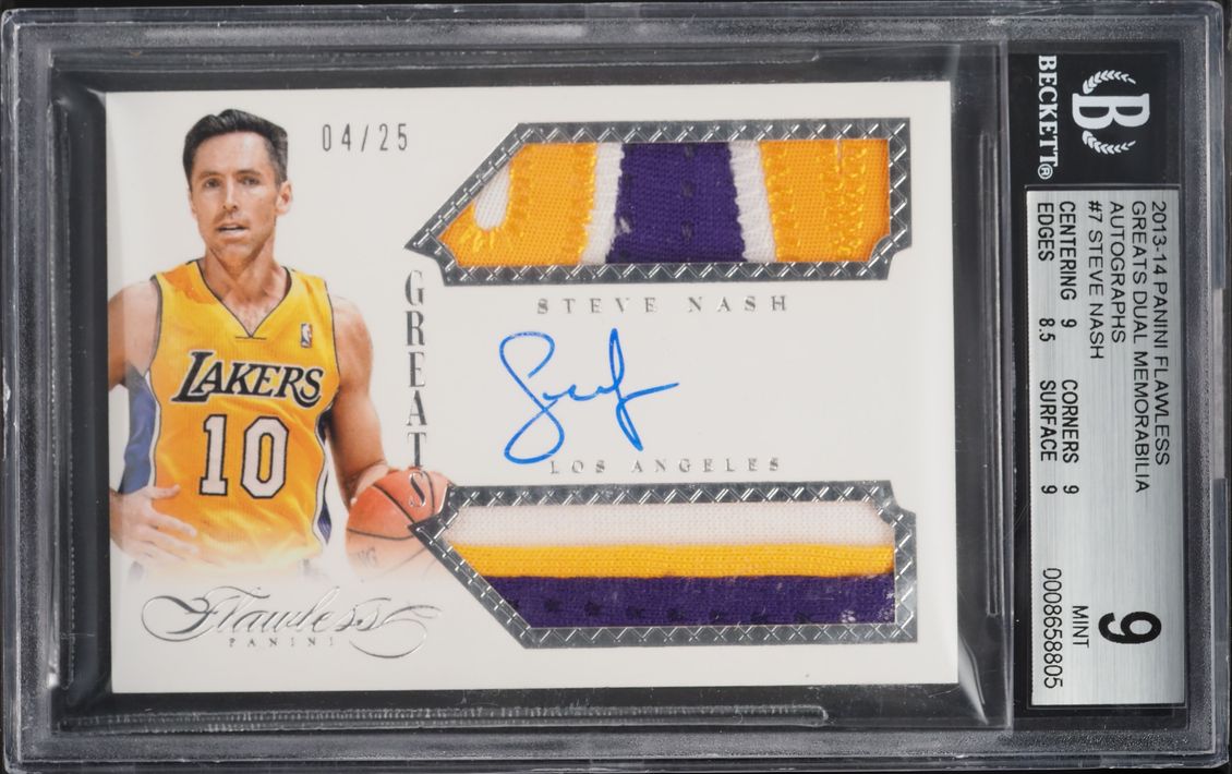 2013 Panini Flawless Greats Dual Steve Nash PATCH AUTO /25 #GR-SN BGS 9 MINT