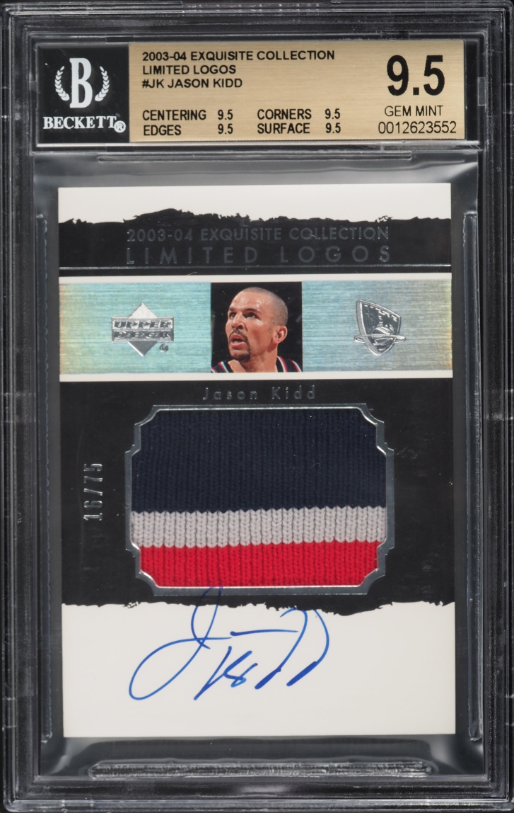 2003 Exquisite Collection Limited Logos Jason Kidd PATCH AUTO /75 #LL-JK BGS 9.5 GEM MINT