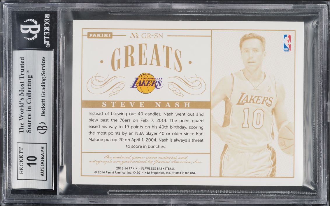 2013 Panini Flawless Greats Dual Steve Nash PATCH AUTO /25 #GR-SN BGS 9 MINT