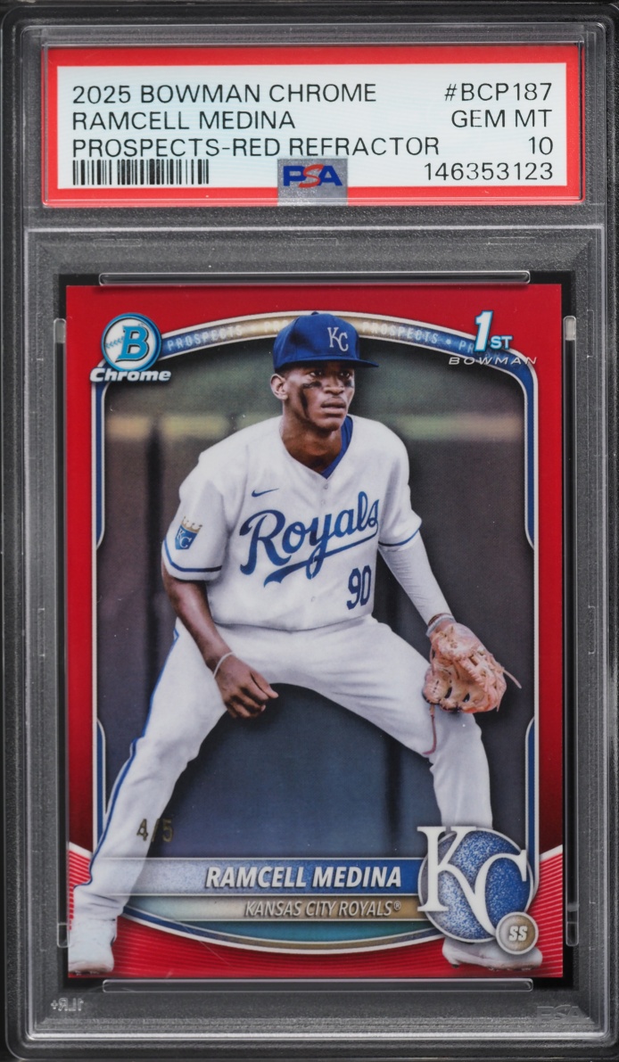 2025 Bowman Chrome Red Refractor Ramcell Medina PROSPECT /5 #BCP-187 PSA 10 GEM MINT