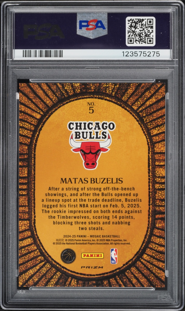 2024 Panini Mosaic Micro Prizm Matas Buzelis ROOKIE #5 PSA 10 GEM MINT