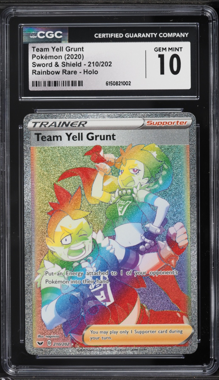 2020 Pokemon Sword & Shield Rainbow Rare Team Yell Grunt #210 CGC 10 GEM MINT