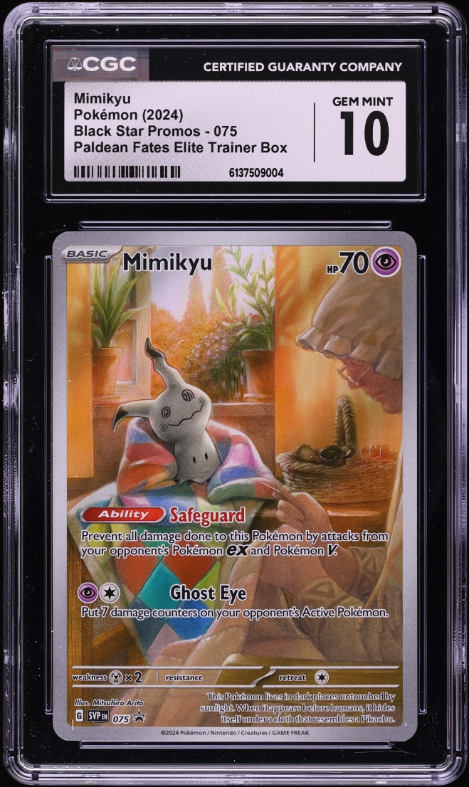 2024 Pokemon Scarlet & Violet Promo Paldean Fates ETB Full Art Mimikyu #75 CGC 10 GEM MINT