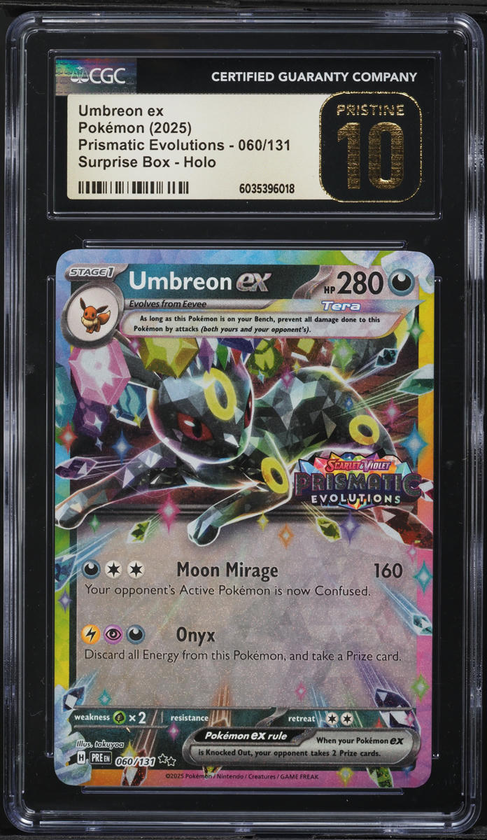 2025 Pokemon SV Prismatic Evolutions Surprise Box Full Art Umbreon EX #60 CGC 10