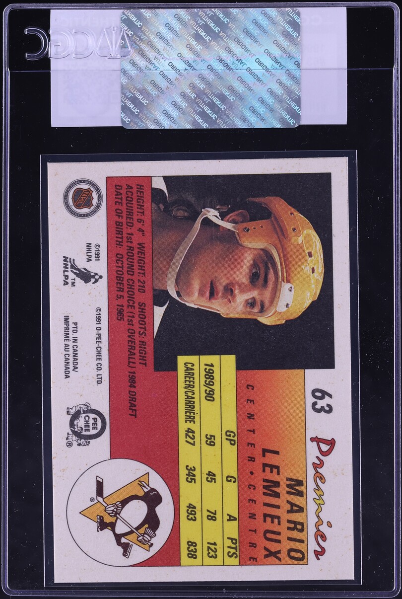 1990 O-Pee-Chee Premier Mario Lemieux #63 CGC AUTH